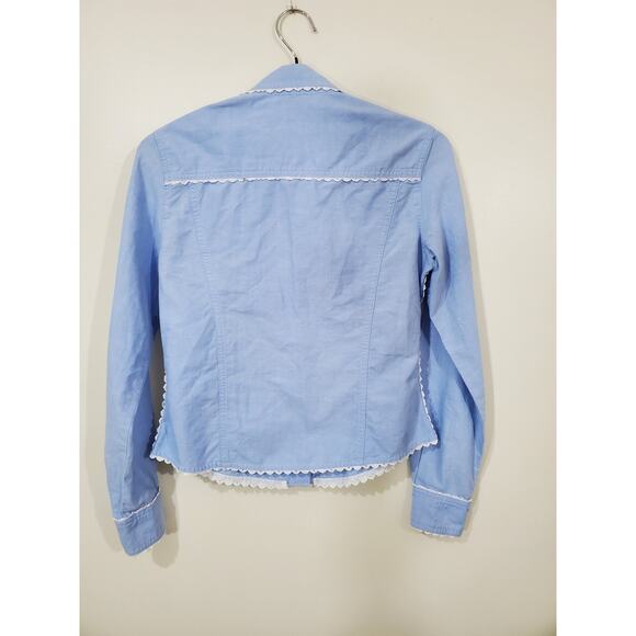 Elevenses Anthropologie Women's Button Down Denim Long Sleeve Top Size 2 - Picture 6 of 9